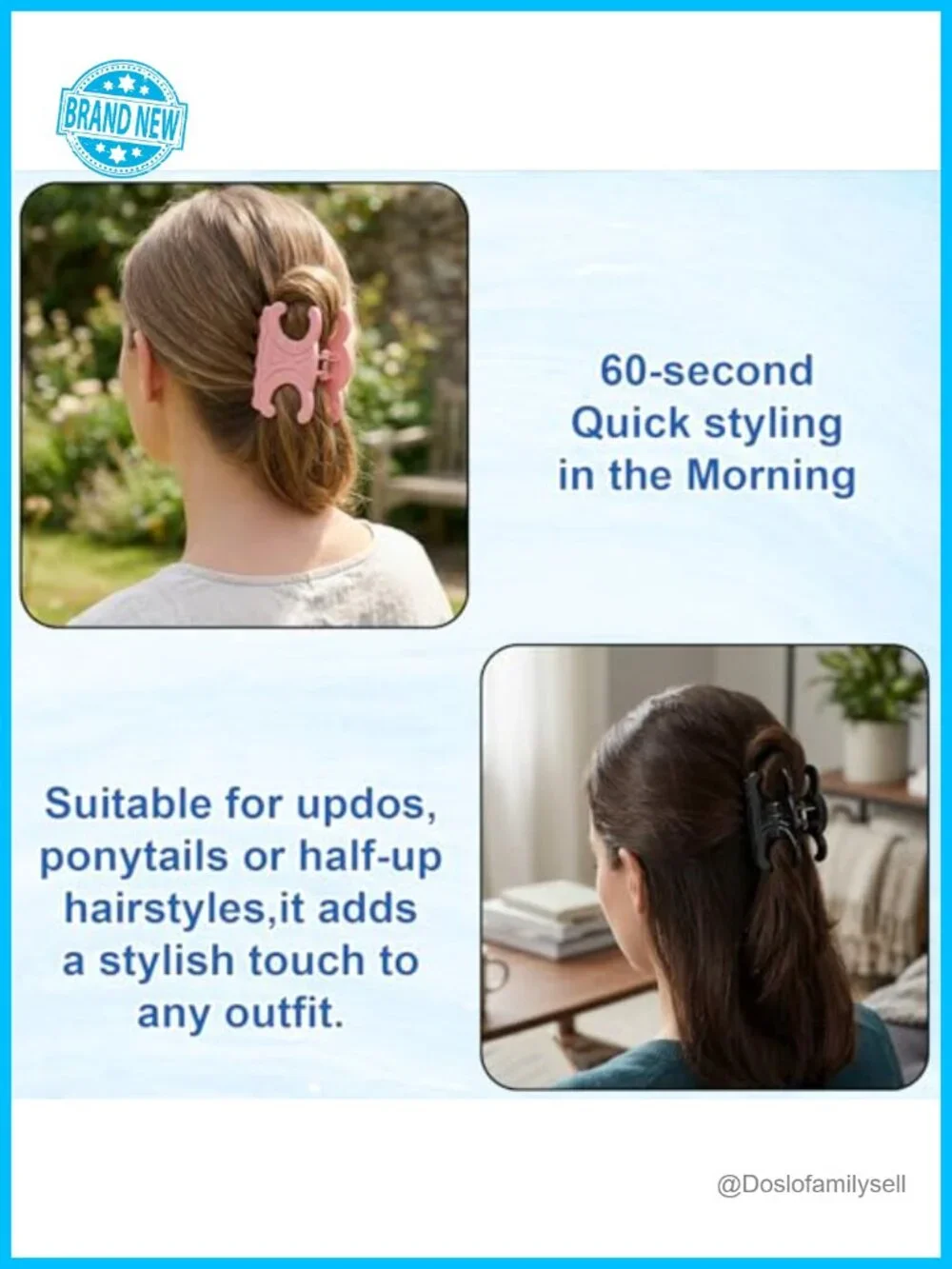 5 Butterfly Acetate Claw Clip Set for Women - Strong Hold Hair Accessories for